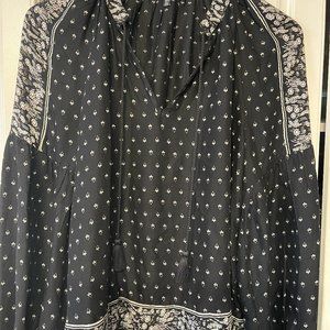 Lucky Brand Size M Blouse Top in Black Print